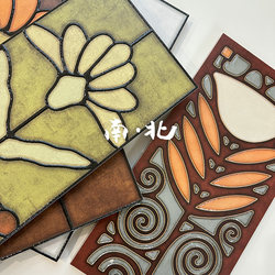 French Retro Carved Enamel Mid-Century Style Tiles Bathroom Waistline 150X300 Bathroom Kitchen Restaurant Wall Tiles