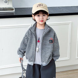 Boys' Spring Sweatshirt Jacket 2026 New Stylish and Fashionable Children's Striped Top for Boys Spring and Autumn Clothing