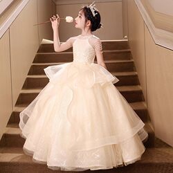 Girls' Dress, Classy Piano Performance Costume, Tenth Birthday Girl, Little Host, Kidsren's Princess Dress, Summer