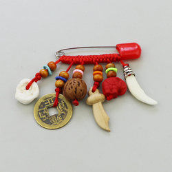 Baby Peach Wood Newborn Baby Pregnant Woman Portable Pendant Chest Pin Imitation Dog Tooth Peach Core Basket Pig Bone