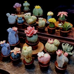 Jingdezhen Ceramic Succulent Creative Handmade Small Ornaments Micro Landscape Landscaping Tea Tray Office Desk Fish Tank Decoration Decoration