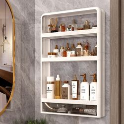 Bathroom Storage Rack, Towel Rack, Integrated Punch-Free Bathroom Sink Wall-Mounted Multi-Layer Storage Shelf