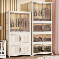 Baby Simple Wardrobe for Home Use, Multi-Layer Storage Cabinet for Children's Clothing, No Installation Required, Organizing Cabinet, Baby Wardrobe Storage Cabinet