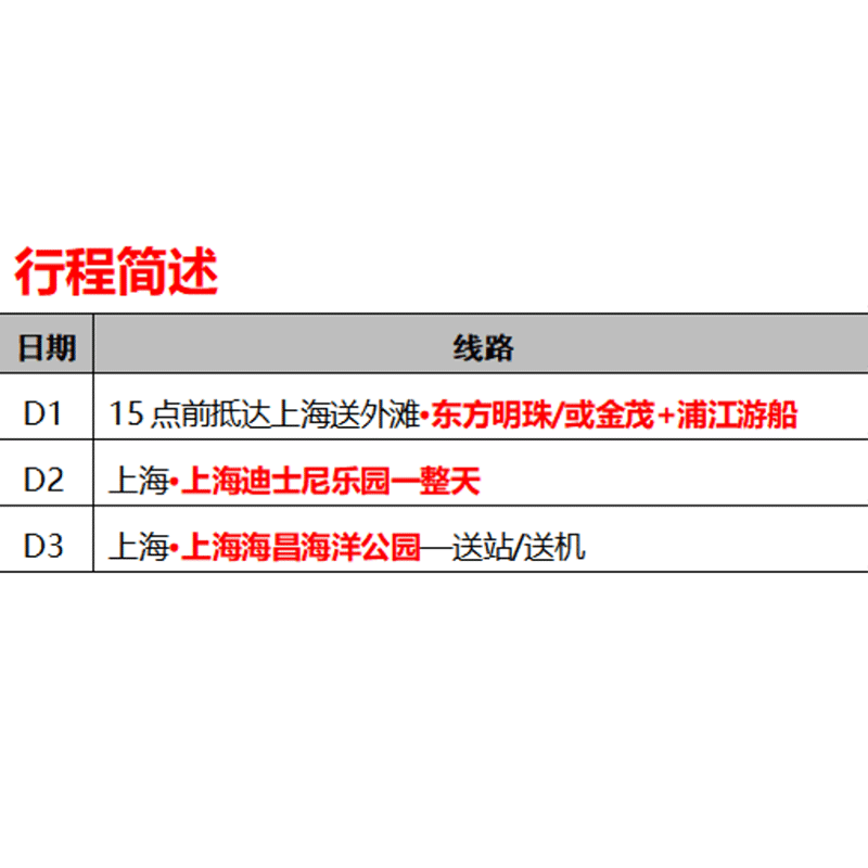 高铁上海迪士尼旅游3天2晚上海海昌海洋馆东方明珠浦江游船跟团游