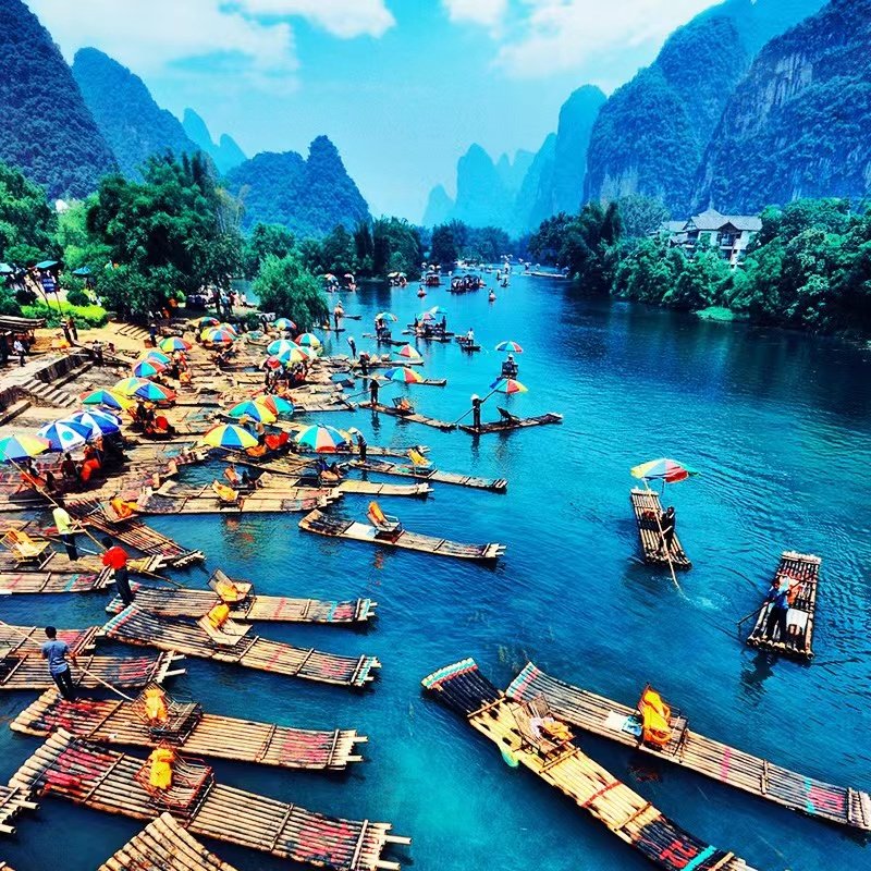 飞机往返一价全含12人小团广西桂林阳朔旅游5天4晚纯玩跟团游漓江