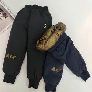
Children's down pants for boys and girls thickened and warm outer wear 2025 winter new style baby black gold windproof pants