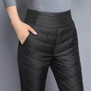 Down pants for women wear high-waisted middle-aged and elderly people in winter new slim and thick elastic white duck down warm cotton pants