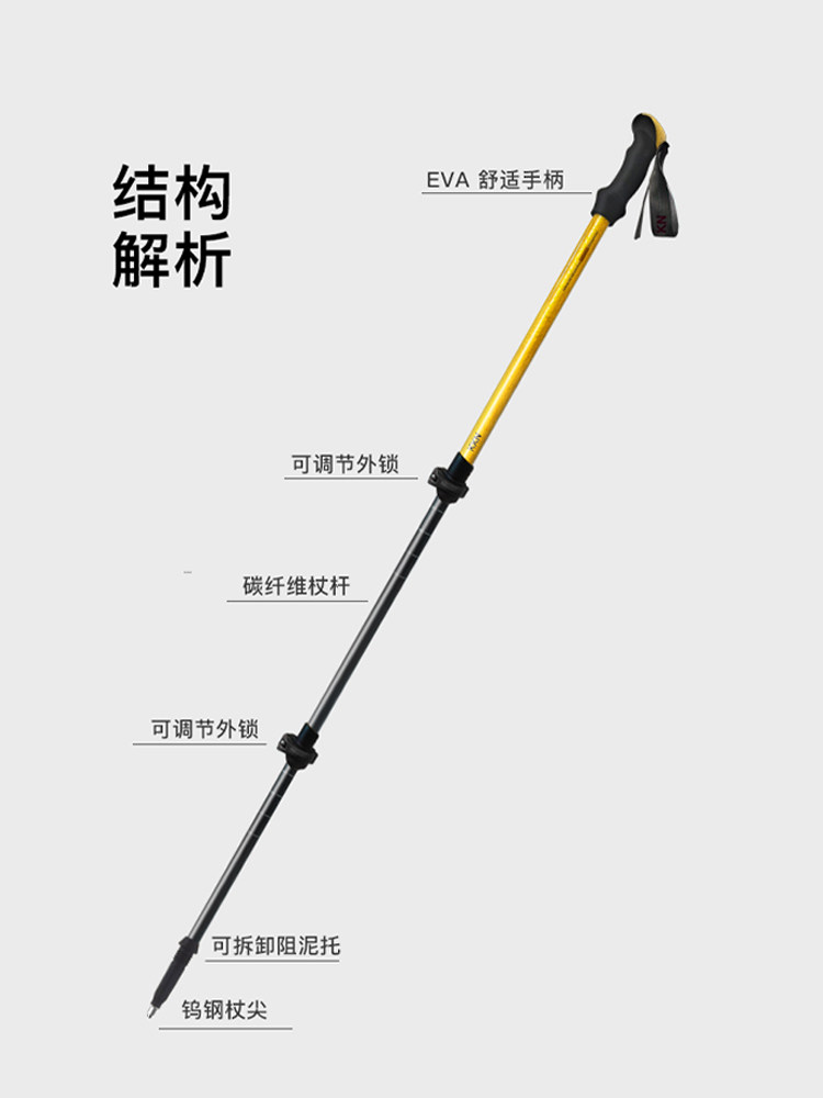 Alpteq Zugspitze – Bâtons Randonnée Carbone Ultra Légers 219 G, Réglables 65-135 Cm, Poignée Liège, Kit Complet