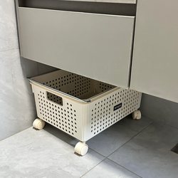 【100 Express Deliveries for a New Home】Under-Cabinet Bathroom Laundry Basket with Wheels, Dirty Clothes Basket, Small Cart, Clothes Storage Bin