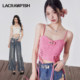 LA CRAWFISH Sweetheart Barbie Silver Paint Painted Batik Drawstring Fish Bone Bracelet Sling Vest Top