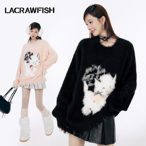 
LA CRAWFISH2024 new winter soft and glutinous imitation mink hair loose lazy style plush cute cat sweater