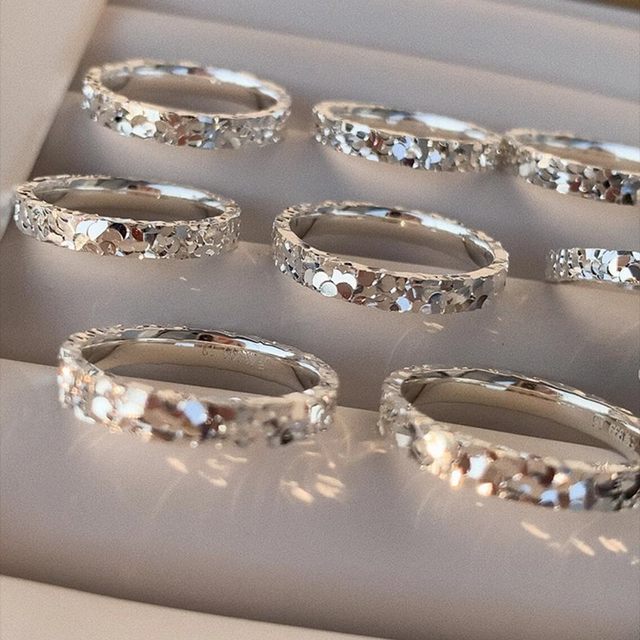 Foot Silver S999 Broken Bingbing Closed Ring Women's Light Luxury High-end Slim Silver Ring Couple Ring Tail Ring