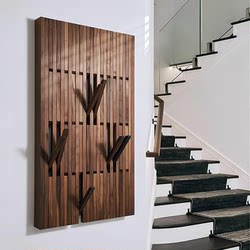 Walnut Piano Key Coat Rack Wall-Mounted Entryway Coat Hook Corner Solid Wood Coat Rack Floor-Standing
