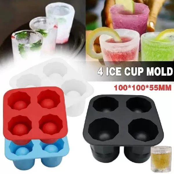 4 Cup Shape Silicone Ice Cube Mold Shot Glass Ice Mould Ice-Taobao