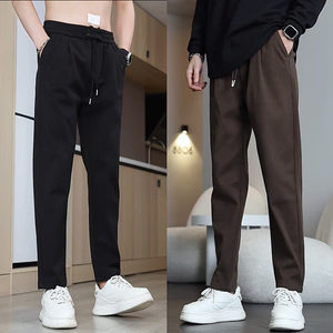 
New anti-wrinkle draped straight-leg casual pants for men with high-end, simple, loose, slim and versatile small foot micro-conical trousers