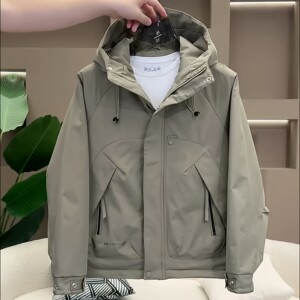 
Autumn and winter popular outdoor workwear hooded jackets, cotton jackets, men's trendy brand thickened warm windproof casual jackets