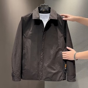 
Autumn new light luxury fashion lapel jacket men's trendy brand high-end loose and versatile warm casual cotton jacket