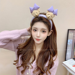 Cartoon Bear Plush Headband for Women, Autumn and Winter High-End Face-Washing Hairpin, 2024 New Cute Daily Wear Headwear