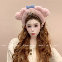 Cartoon-Style Cute Plush Animal-Shaped Headband 2025 New Model for Women, Amusement Park Pink Bow Decorative Headwear