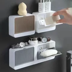 Soap storage rack household soap box without punching wall hanging drainage and toilet storage fat home fragrance cover box
