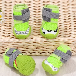 Small Dog Shoes, Pet Shoes for Teddy and Bichon, Breathable Soft-Soled Shoes, Anti-Slip, for Small and Medium-Sized Dogs, All-Season Shoes, Set of 4, Won'T Fall Off