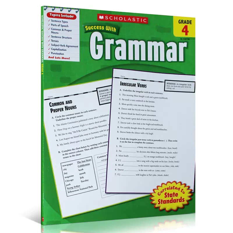 英文原版作业scholastic Success With Grammar Grade 4学乐语法练习册小学四年级课外辅导7 12岁英语学习引导教材 类趣味题目 英文原版作业scholastic Success With Grammar Grade 4学乐语法练习册小学四年级课外辅导7 12岁英语学习引导教材 类趣味题目