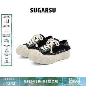 
Sun Leyan's same style SUGARSU crisp shoes 26 new Mickey head thick sole increased casual canvas cowhide sneakers for women