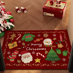 Christmas Entrance Door Mat, Wire Loop Non-Slip Foot Mat, Front Door Entry Atmosphere Mat, Customizable Carpet