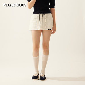 
LACERTA2026 spring and summer new style contrasting color deconstructed drawstring waist college style A-type culottes for women