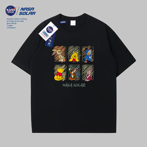 
NASA co-branded spring and summer fashionable printed outdoor sports couple's all-match must-have T-shirt for men and women