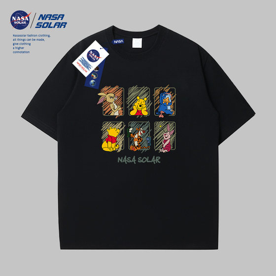 
NASA co-branded spring and summer fashionable printed outdoor sports couple's all-match must-have T-shirt for men and women