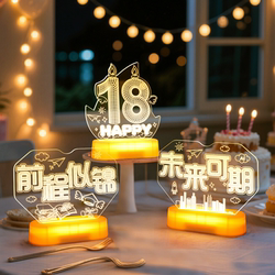 Girl's 18Th Birthday Ceremony Glowing Digital Letter Led Light Ornaments Happy Birthday Family Atmosphere Decoration Arrangement