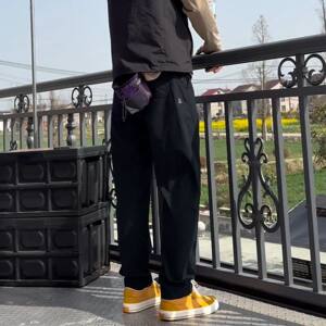 
Triangle logo outdoor sports casual pants for men, loose straight pants, simple and versatile hiking pants, solid color long pants, spring and summer