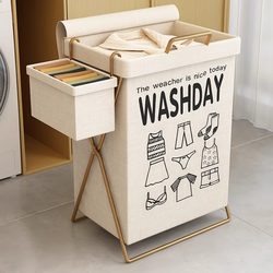Dirty Clothes Basket for Home Use in the Bedroom, with Lid, Large Capacity, Foldable Clothes Storage Basket, High Aesthetic Value, Light Luxury Laundry Basket
