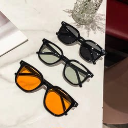 2026 New Square Simple Thick-Frame Sunglasses, Brown and Yellow Semi-Transparent, Unisex Trendy Retro Prescription Sunglasses