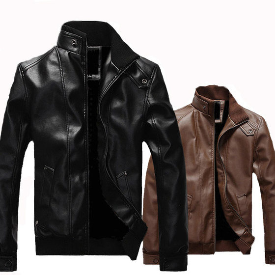 
Factory direct sales of new autumn and winter men's stand-up collar leather jackets thickened men's leather jackets men's new products