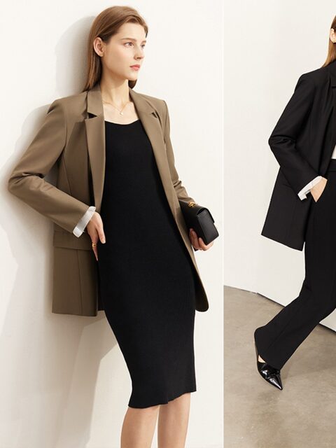 Amii 2025 autumn new black suit jacket for women's professional suit ...