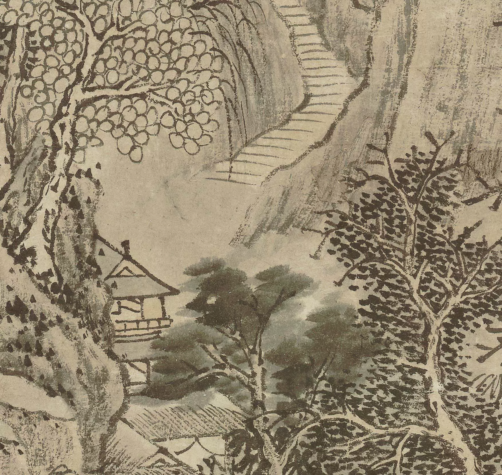 中国古美術・山水四条屏通屏画芯・黄宾虹印款・水墨画・純手描き・文房置物・水印付き 中国古美術・山水四条屏通屏画芯・黄宾虹印款・水墨画・純手描き