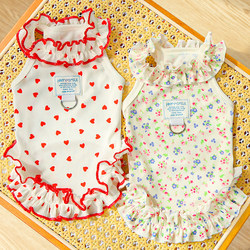 Spring and Summer Floral Suspender Dress Pet Clothing Princess Style Dog and Cat Clothes Bichon Thin Breathable Bichon Pomeranian