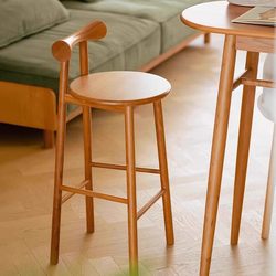 Bar Stool, Home Bar Chair, Solid Wood High Stool, Island Stool with Backrest, Front Desk High Stool, Butterfly Bar Stool