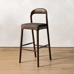 Nordic White Ash Solid Wood Home Bar Stool High Stool Modern Simple Front Desk Reception Chair with Backrest Bar Chair