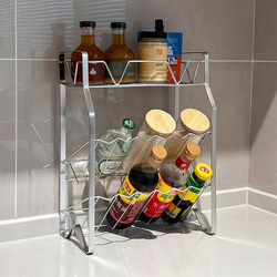 Stainless Steel Kitchen Spice Rack, Household Countertop, No Installation Required, Multi-Layer Oil, Salt, Sauce, and Vinegar Storage Rack, Multi-Functional Storage Rack