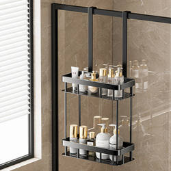 Bathroom Shower Room Hanging Rack Hanging Basket No-Drill Bathroom Toilet Glass Door Towel Storage Rack
