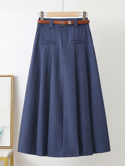 The official flagship pleated skirt with a large hem skirt with a high waist drooping A-line long skirt