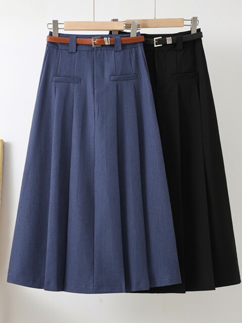 The official flagship pleated skirt with a large hem skirt with a high waist drooping A-line long skirt