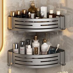 Bathroom Storage Rack, Wall-Mounted Shelf for Bathroom, No-Drill Wall Hanging Toilet Corner Shelf, Washroom Sink Shelf