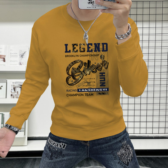 
Men's sweatshirts, fashionable and trendy printed autumn clothes, men's tops, casual and versatile spring and autumn round neck jackets, slim inner wear