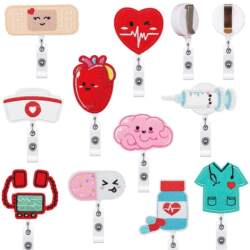 Cute Cartoon Nurse Id Badge with Retractable Clip for Medical Staff, Employee Chest Work Id Holder