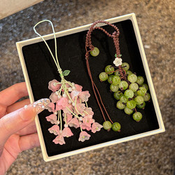 Lily of the Valley Green Grape Pendant Handmade DIY Material Kit Backpack Decoration New Chinese Style Bag Decoration Same Style as on Xiaohongshu