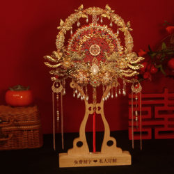Bridal Wedding DIY Material Kit for Round Fan, High-End Xiuhe Heavy-Duty Double-Sided Two-Tone Finished Handmade Wedding Fan